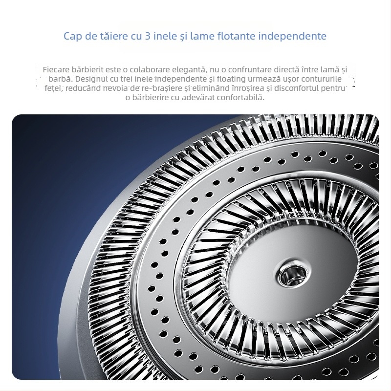 Aparat de ras electric cu cap rotativ cu 3 lame și cap plutitor, autonomie peste 60 de minute, timp de încărcare 2 ore