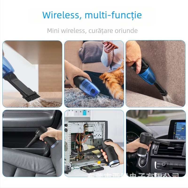 Aspirator de mână fără fir – Mini Desktop, baterie încorporată 5001mAh, alimentare USB, 75W, duză plată