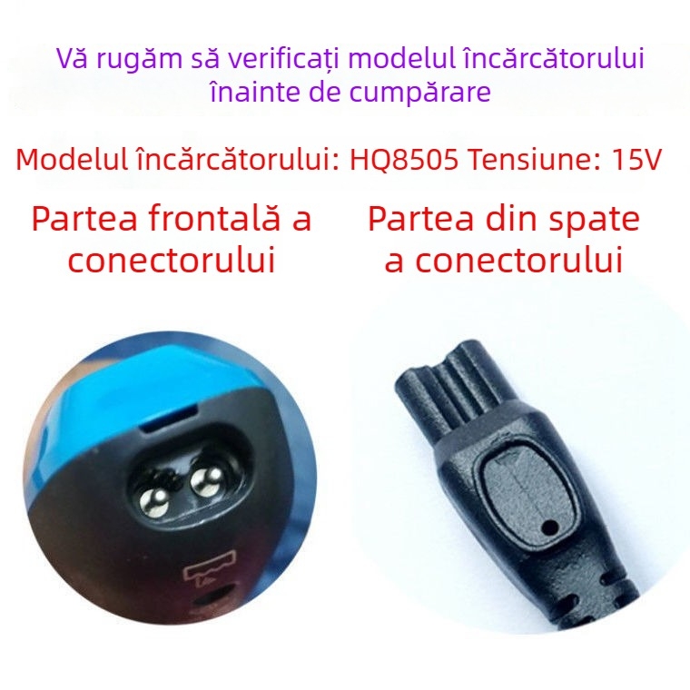 Cablu de încărcare pentru aparat de ras Philips Series 600 HQ8505, cap rotativ cu 3 lame, model HQ8505, fără baterie încorporată