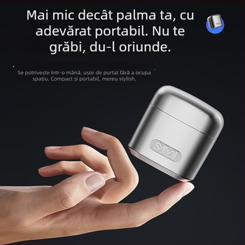 Aparat de ras electric portabil din oțel inoxidabil, design magnetic, cap rotativ cu mai multe elemente (peste 4), motor fără perii, baterie încorporată 300–500 mAh, autonomie până la 65 de minute, lavabil