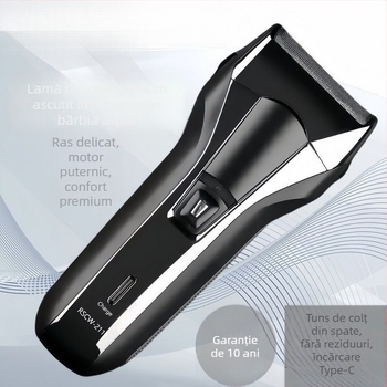 Aparat de ras electric pentru bărbați, motor fără perii, încărcare USB și capete de tăiere lavabile