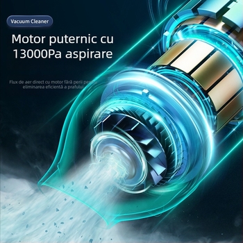 Aspirator auto fără fir, portabil, uscat, 50W, aspirație 2100–3000 Pa, baterie încorporată 1001–1600 mAh, zgomot 36–45 dB, recipient praf, funcție duală aspirație/suflare