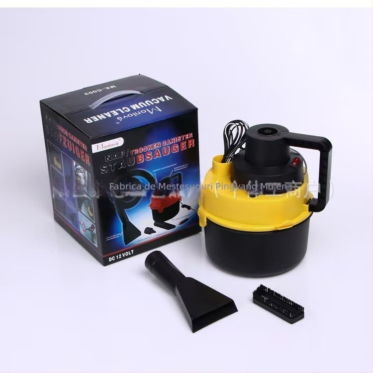 Aspirator auto portabil – pentru utilizare umedă și uscată, 60 W, cablu de aproximativ 2 m, duză plată, cutie de praf