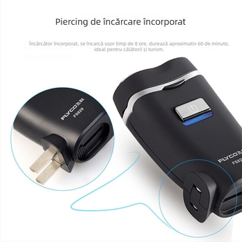 Flyco FS829 Aparat de ras electric, cap rotativ dublu, reîncărcabil cu baterie încorporată, cap detașabil și lavabil, autonomie 45-60 min