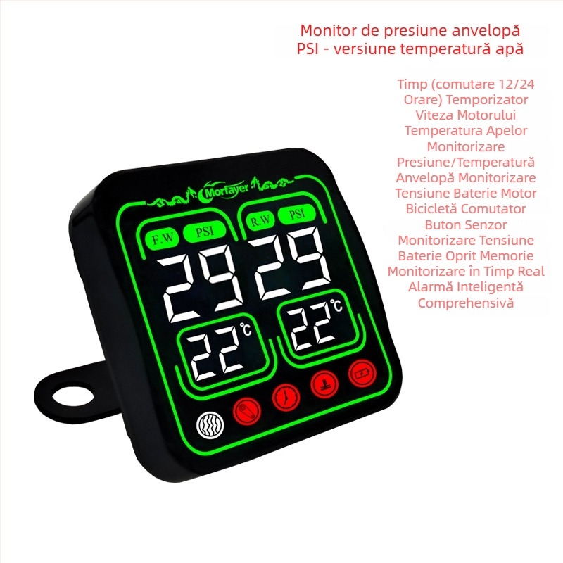 TPMS pentru motociclete — opt în unu, monitor extern de presiune, afișaj digital, precizie înaltă, compatibil cu 12V, model Yl-m6363, monitorizarea temperaturii apei și a aerului