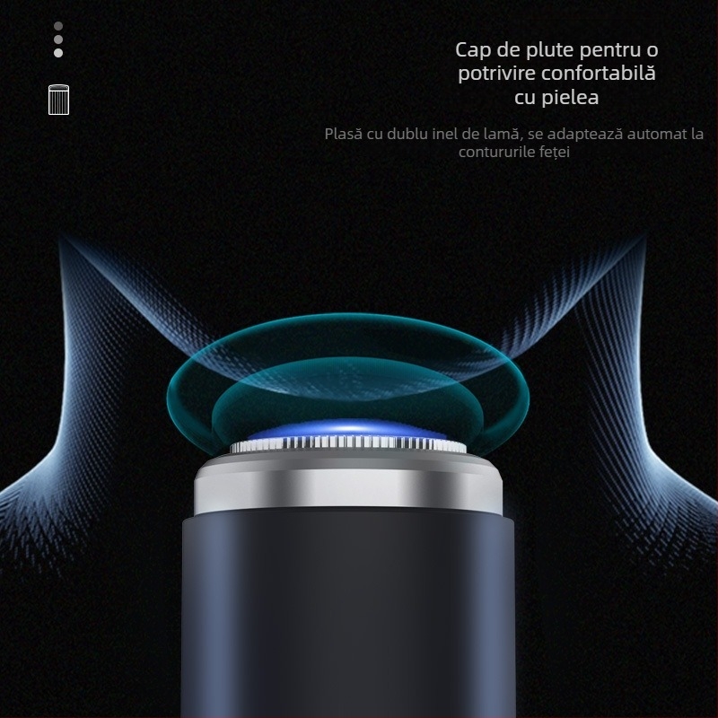Mașină de ras electrică cu cap rotativ de 3 lame, cap plutitor, spălare pentru întreg corpul – baterie încorporată, autonomie >60 min, încărcare 1 h, zgomot <36 dB
