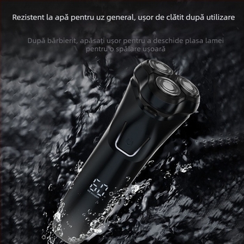 Aparat de ras electric cu capete rotative de 3, lavabil pentru întreg corpul, încărcare USB, baterie încorporată 500–800 mAh, autonomie de 60 de minute