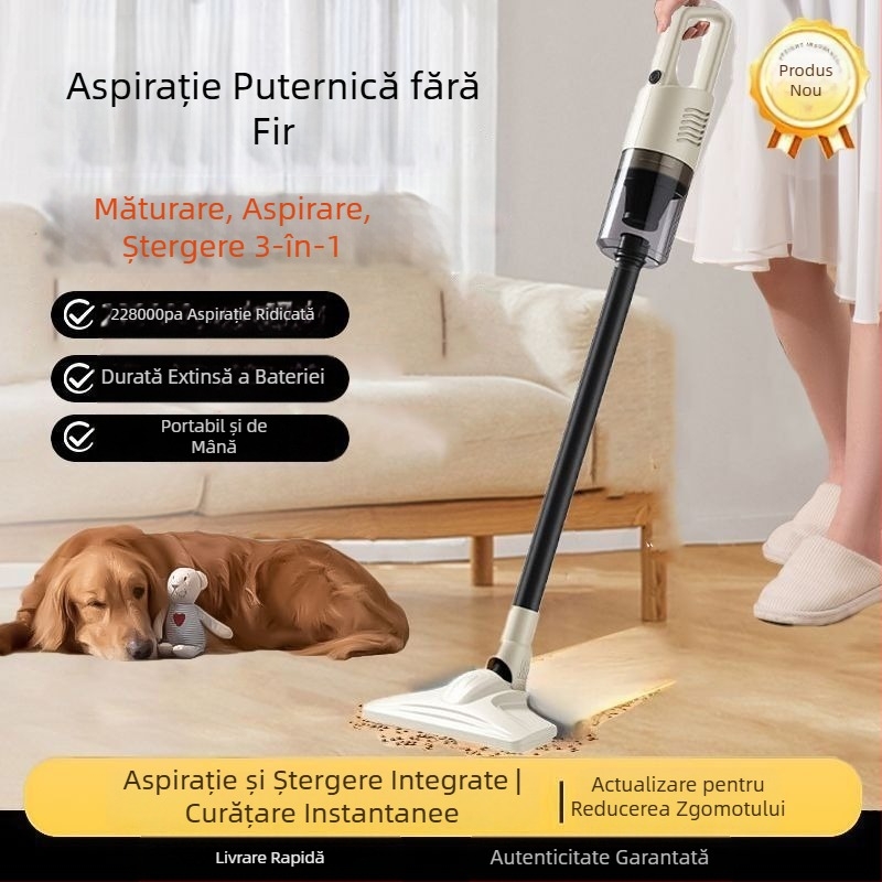 Aspirator fără fir pentru uz casnic și auto, eliminarea acarienilor, curățarea părului de animale, aspirație puternică 20.000 Pa, 300 W, sterilizare, curățare umedă și uscată