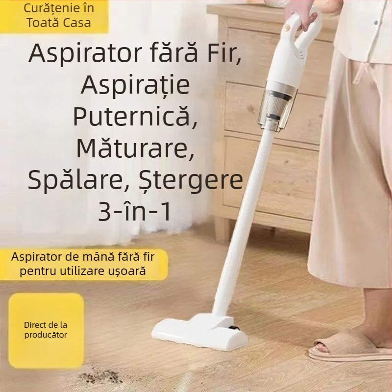 Aspirator fără fir pentru uz casnic și auto, eliminarea acarienilor, curățarea părului de animale, aspirație puternică 20.000 Pa, 300 W, sterilizare, curățare umedă și uscată