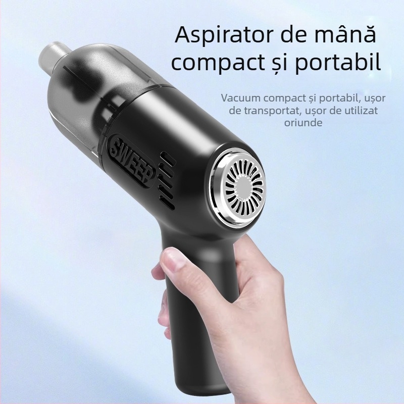 KLD aspirator mic fără fir pentru mașină și casă, încărcare USB, aspirație 2100-3000 Pa, baterie încorporată 501-800 mAh, zgomot 36-45 dB