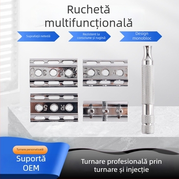 Rasor manual cu lame înlocuibile; utilizare dublă pentru ras și îndepărtarea părului; potrivit pentru întreg corpul; mecanism reglabil pentru păr gros