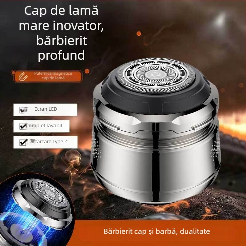 Aparat electric de tuns pentru cap cu cap rotativ, lamă plutitoare, utilizare umedă și uscată, încărcare USB, autonomie peste 60 de minute