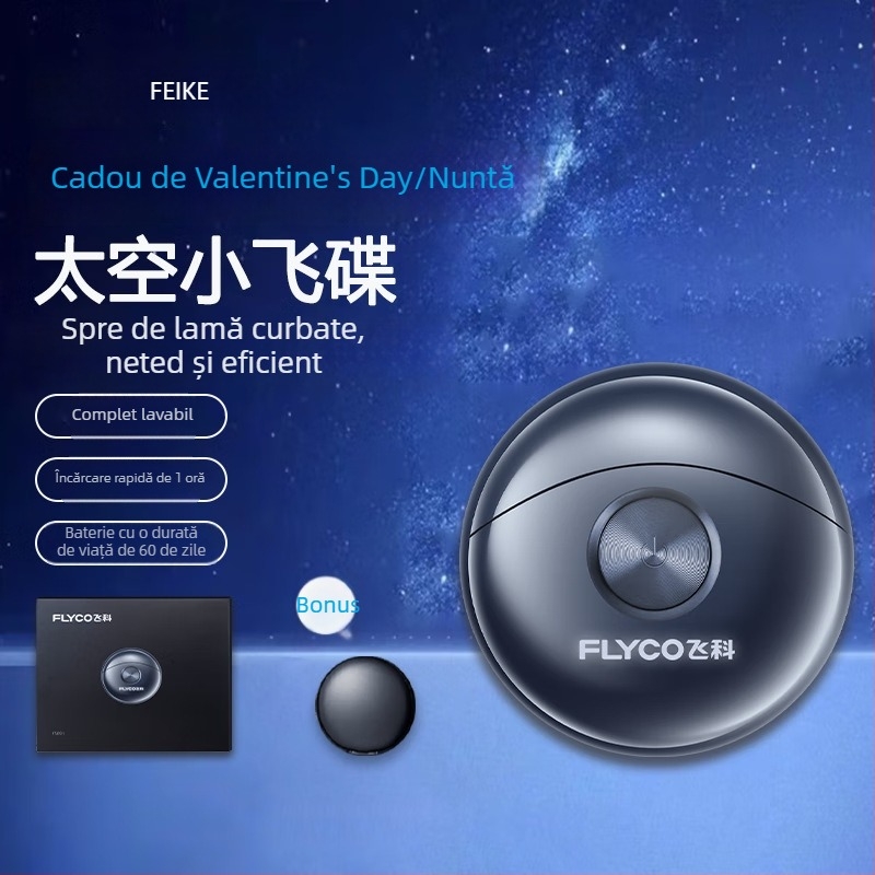 Flyco FS891 Aparat de ras electric pentru bărbați, cap rotativ cu 2 lame, curățare a întregului corp, motor fără perii, model reîncărcabil, autonomie peste 60 de minute