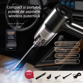 Aspirator auto portabil, fără fir – multifuncțional, aspirație și suflare; 35W max, 3.7V, reîncărcabil, aproximativ 5 minute autonomie, filtrare HEPA