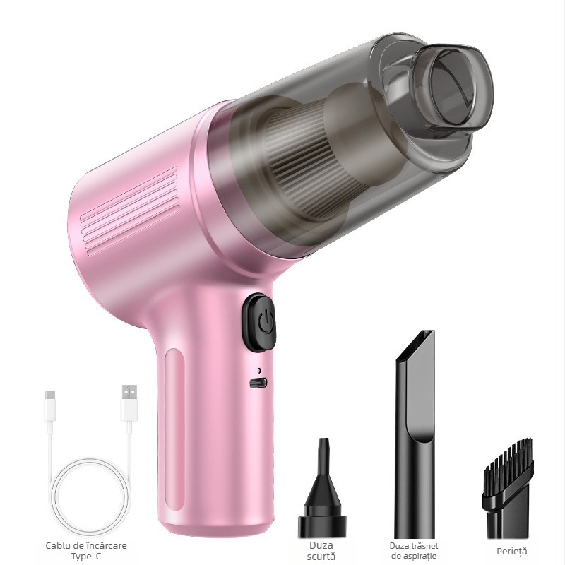 Aspirator auto portabil, fără fir – multifuncțional, aspirație și suflare; 35W max, 3.7V, reîncărcabil, aproximativ 5 minute autonomie, filtrare HEPA