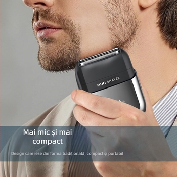 Aparat de ras electric cu lamă reciprocă de 3 lame, rezistent la apă IPX7, afișaj LED, încărcare USB, autonomie baterie 120 minute