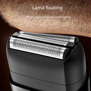 Aparat de ras electric cu lamă reciprocă de 3 lame, rezistent la apă IPX7, afișaj LED, încărcare USB, autonomie baterie 120 minute