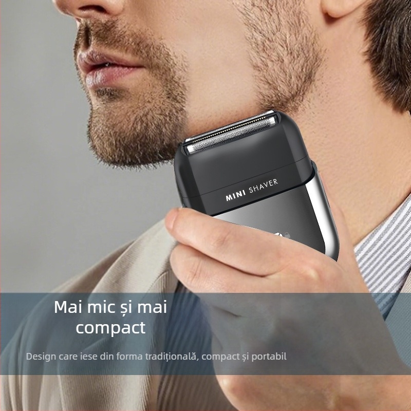 Aparat de ras electric cu lamă reciprocă de 3 lame, rezistent la apă IPX7, afișaj LED, încărcare USB, autonomie baterie 120 minute