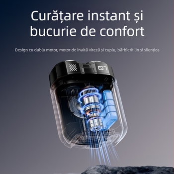 Aparat de ras electric pentru bărbați – cap rotativ cu două lame, umed și uscat, încărcare USB, motor fără perii, autonomie baterie peste 60 de minute