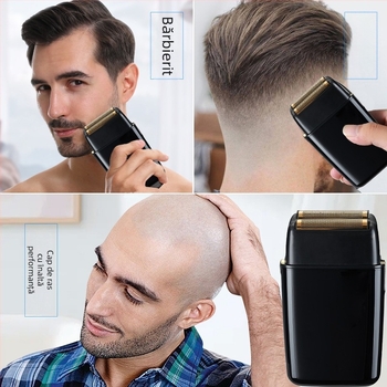 Mașină de ras electrică V-7932 cu cap de ras reciproc cu două lame, cap de tăiere plutitor, baterie încorporată, autonomie de 180 de minute