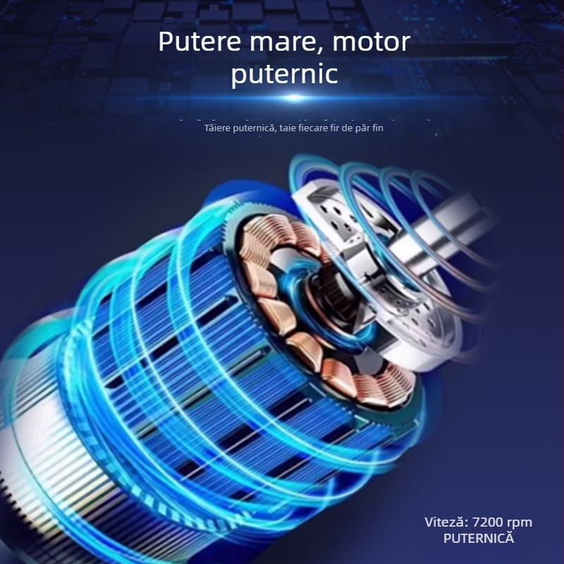 Mașină de ras electrică V-7932 cu cap de ras reciproc cu două lame, cap de tăiere plutitor, baterie încorporată, autonomie de 180 de minute