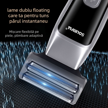 Trimmer de barbă 3 în 1 cu afișaj LED, încărcare USB, baterie încorporată, cap detașabil lavabil, autonomie de 90 de minute