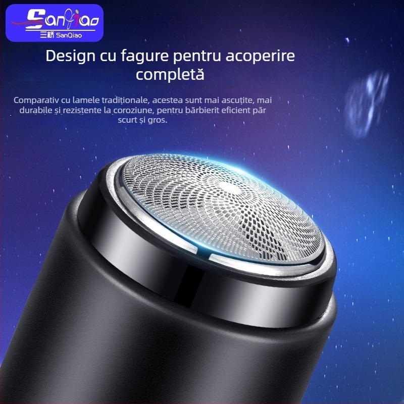 Aparat de ras electric, mic și compact, reîncărcabil, cu 3 lame, portabil pentru călătorii