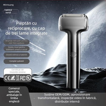 Minhuang aparat de ras electric pentru bărbați — umed și uscat, complet lavabil, încărcare rapidă de 2 ore, baterie încorporată, zgomot redus