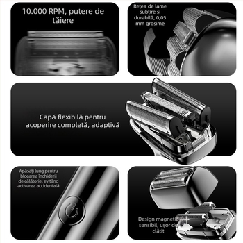 Minhuang aparat de ras electric pentru bărbați — umed și uscat, complet lavabil, încărcare rapidă de 2 ore, baterie încorporată, zgomot redus