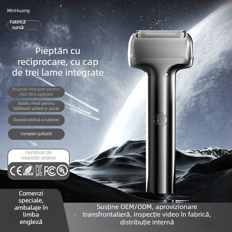 Minhuang aparat de ras electric pentru bărbați — umed și uscat, complet lavabil, încărcare rapidă de 2 ore, baterie încorporată, zgomot redus