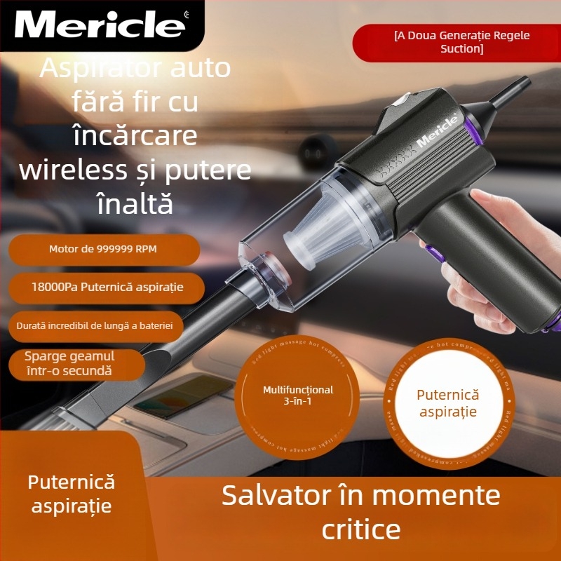 Aspirator de mână pentru mașină, încărcare fără fir, putere mare, aspirație 20000 Pa, 90 W, reîncărcabil