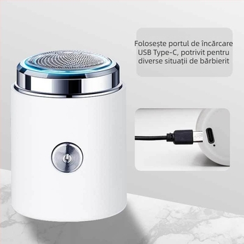 Mașină de ras electrică cu cap plutitor, cap rotativ, rasare umedă și uscată, baterie încorporată reîncărcabilă până la 40 de minute de funcționare, cap detașabil și lavabil