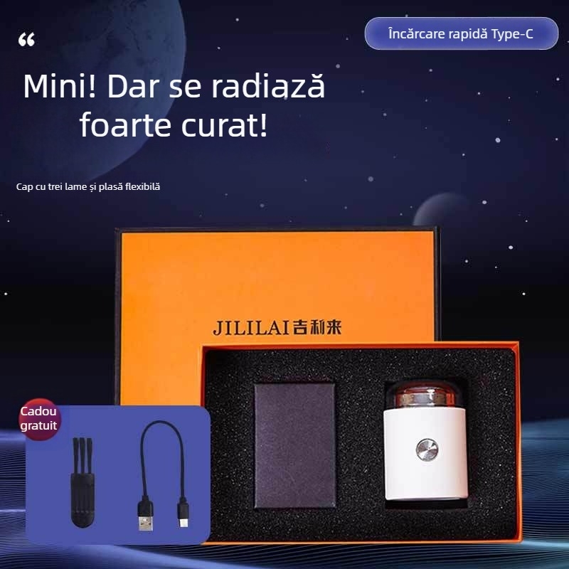 Mașină de ras electrică cu cap plutitor, cap rotativ, rasare umedă și uscată, baterie încorporată reîncărcabilă până la 40 de minute de funcționare, cap detașabil și lavabil