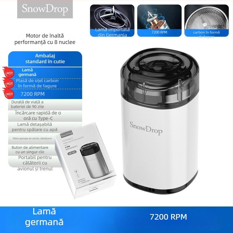 Aparat de ras portabil cu cap rotativ de 3 lame, cap plutitor, cap de curățare detașabil, baterie încorporată 100-300 mAh, autonomie de 30 de zile, motor DC