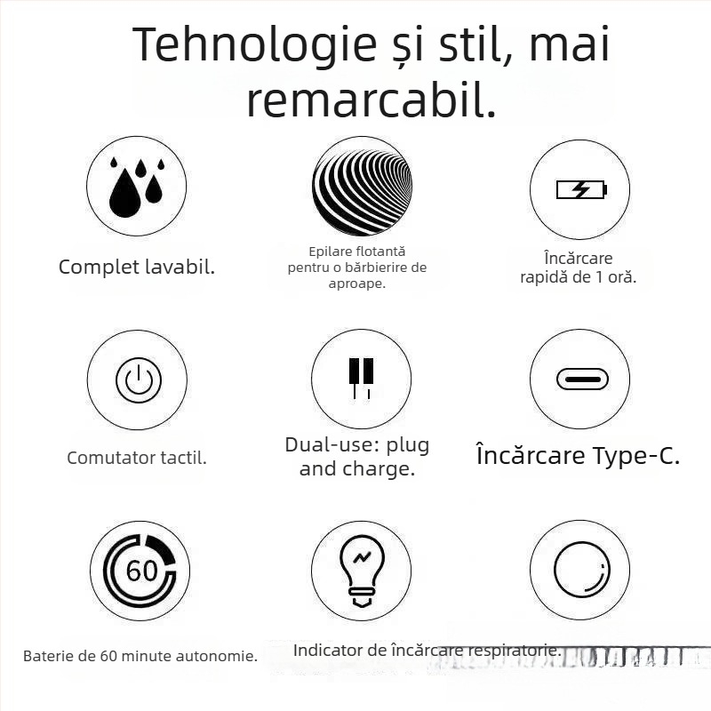 Feike 891 aparat de ras manual, cu cap rotativ dublu, lavabil pentru întregul corp, set cadou