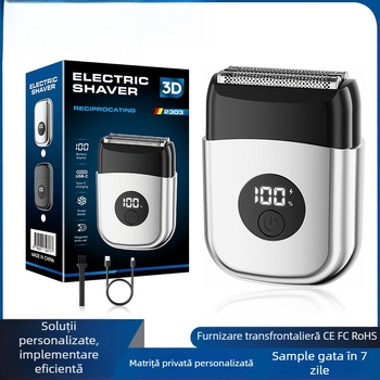 Mașină de ras electrică cu două capete reciprocante, ras rotativ, impermeabilă pentru utilizare umedă și uscată, autonomie peste 60 de minute, încărcare în 1 oră