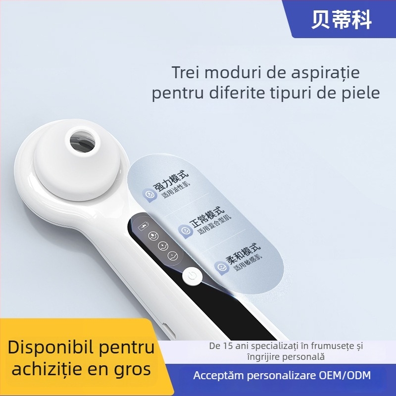 Îndepărtător de comedone cu vibrație ultrasonică, curățare vizuală a porilor, carcasă din silicon, trei trepte de viteză, CE/ROHS