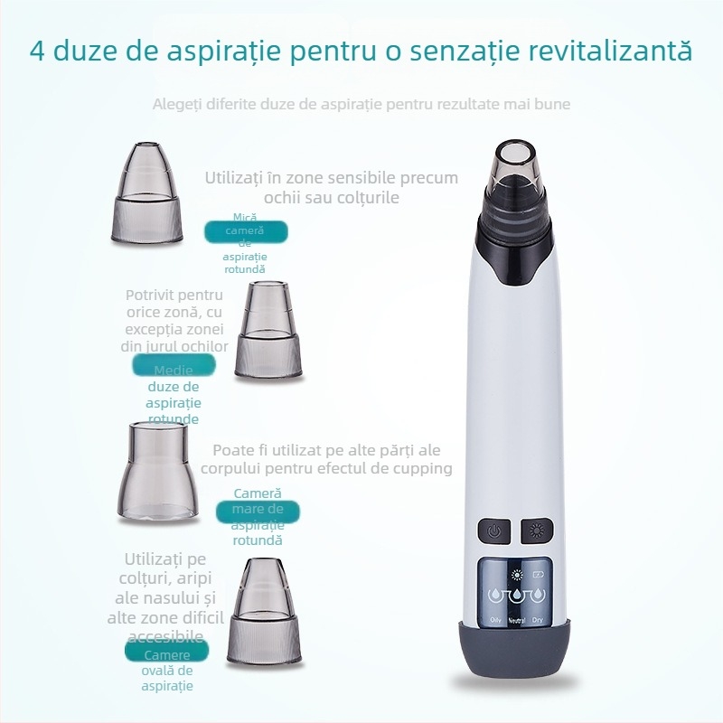 HS-HTY01 Dispozitiv de aspirare a punctelor negre, rotativ electric, curățare pori, 3 trepte de viteză, elimină puncte negre, acnee, exces de sebum și puncte albe