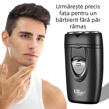 Lingke aparat de ras electric, cap rotativ dublu cu cap plutitor, baterie încorporată 300–500 mAh, autonomie 45–60 minute, zgomot redus