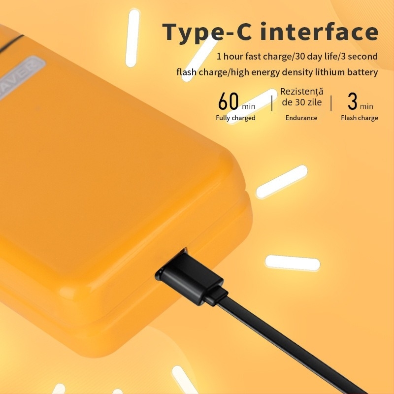 Aparat de ras electric cu capete reciproce duble, lamă plutitoare, lavabil pentru întreg corpul, încărcare USB, baterie încorporată 500–800 mAh