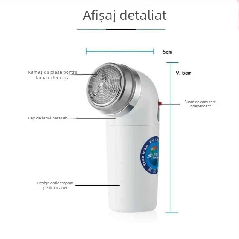 Real Man rasor electric – cap rotativ cu 1 lamă, alimentare cu baterii (externă), fără baterie încorporată, utilizare uscată
