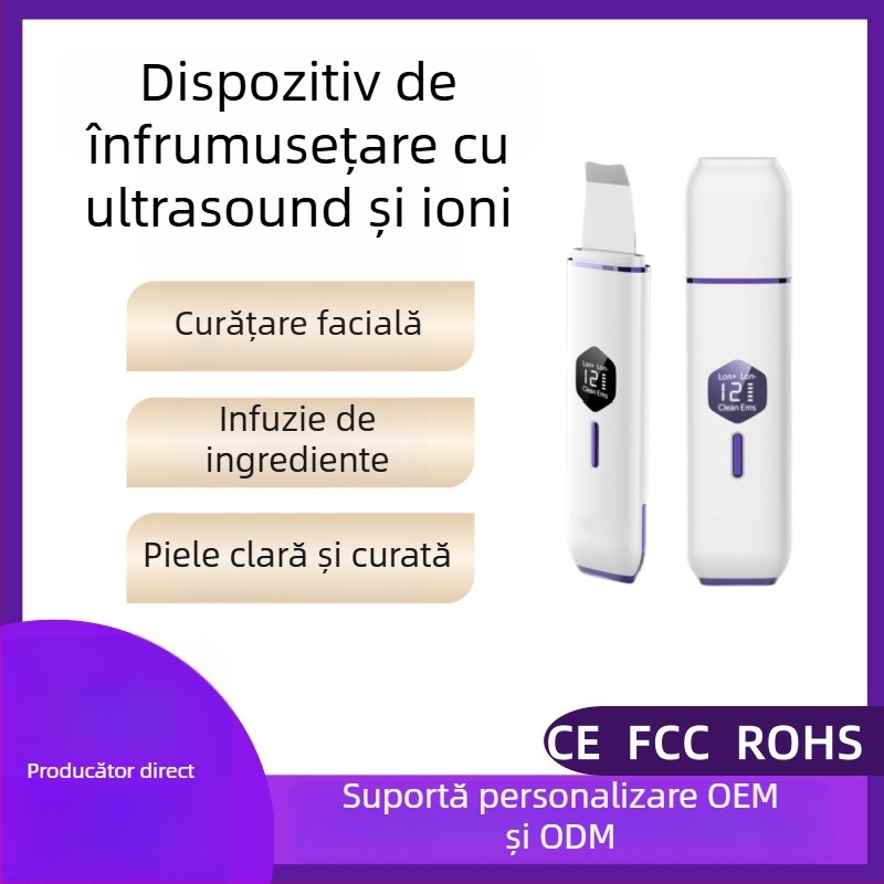 Ultrasonic Ion Skin Scraper pentru îndepărtarea celulelor moarte și exfoliere, CP088 de la Zhitaiyi, 3 viteze, certificat CE/FCC/ROHS