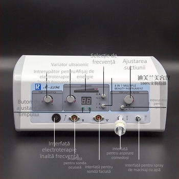 Wanbang M-3396 Aparat multifuncțional patru în unu pentru față — Curățare cu ultrasunete, Îndepărtarea punctelor negre, Pulverizator de toner, Tratament facial cu frecvență înaltă
