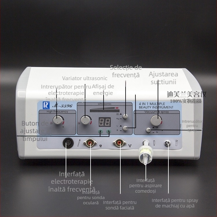 Wanbang M-3396 Aparat multifuncțional patru în unu pentru față — Curățare cu ultrasunete, Îndepărtarea punctelor negre, Pulverizator de toner, Tratament facial cu frecvență înaltă