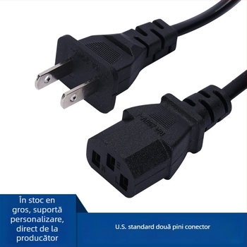 Cablu de alimentare cu mufa americană cu doi pini dreptunghiulari pentru monitoare, proiectoare, imprimante și cutie electrică pentru prânz — TSL