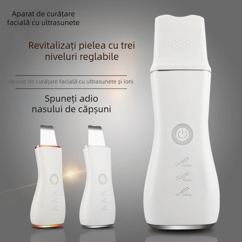 Dispozitiv electric pentru curățarea pielii cu unde ultrasonice și ioni, unealtă de exfoliere, îndepărtarea punctelor negre, curățare facială — Model JM-12