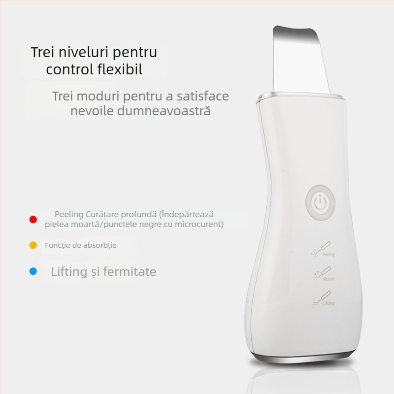 Dispozitiv electric pentru curățarea pielii cu unde ultrasonice și ioni, unealtă de exfoliere, îndepărtarea punctelor negre, curățare facială — Model JM-12