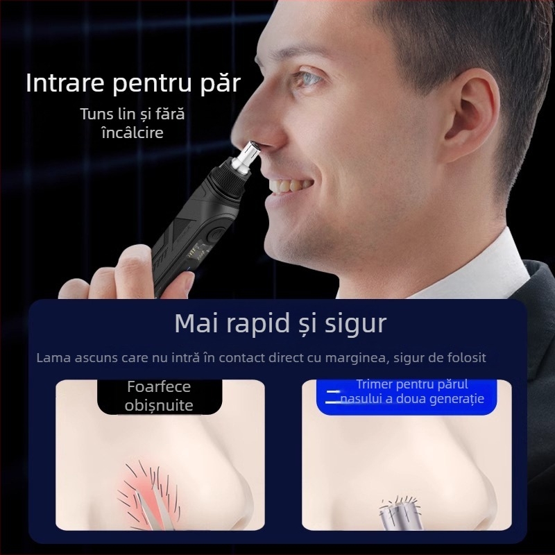 Trimmer pentru nas SD-22, reîncărcabil, cu baterie încorporată, cap de tăiere lavabil și detașabil, autonomie mare a bateriei