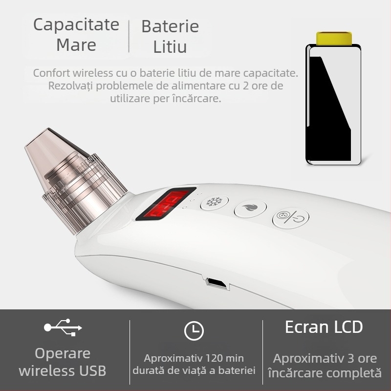 Dispozitiv de înfrumusețare portabil cu lumină roșie și albastră, aspirație înaltă pentru eliminarea punctelor negre, terapie caldă și rece, răcire și încălzire rapide pentru rejuvenarea pielii, model de salon.