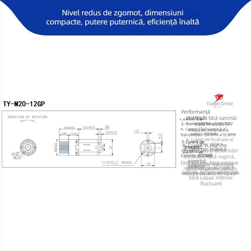 Motor cu angrenaj planetar N20, reducție cu două axe – motor DC mic, compatibil Smart Lock, tensiune sub 36V